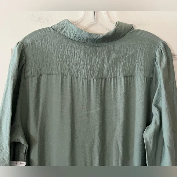 New! Nine West Button-Front Sage Green Long Shirt Dress Women’s Size Large - Picture 7 of 16